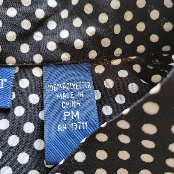 Karen Scott Button Down Short Sleeve Top Black & White Polka Dot Size PM - Picture 4 of 6